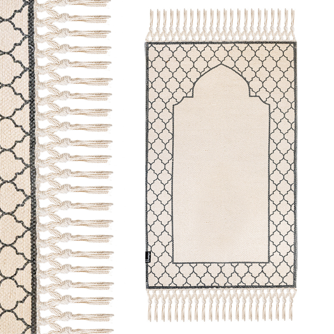 Khamsa Comfort | Adult Muslim Prayer Rug Prayer Mat 100% Organic Cotton with Added Foam Padding for Pressure Relief and Motion Absorption
