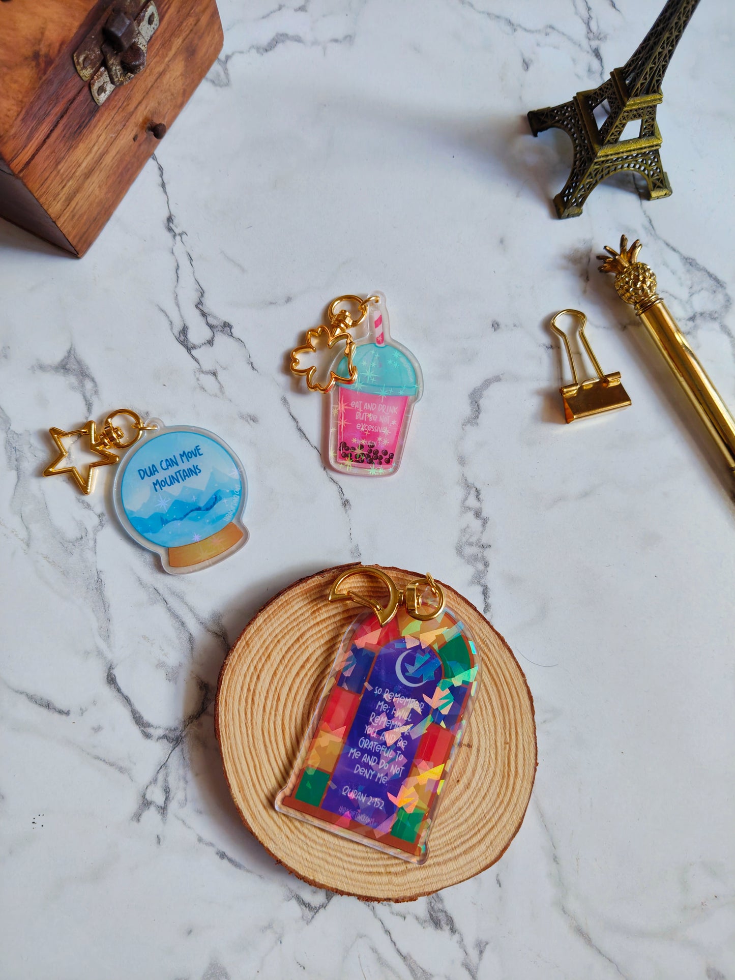 Snow Globe Holographic Keychain