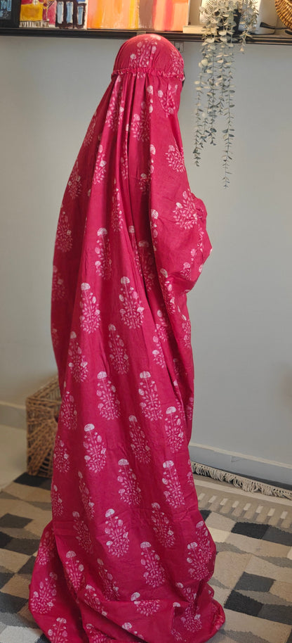 Jaipur Cotton Jilbab | Pink Motif